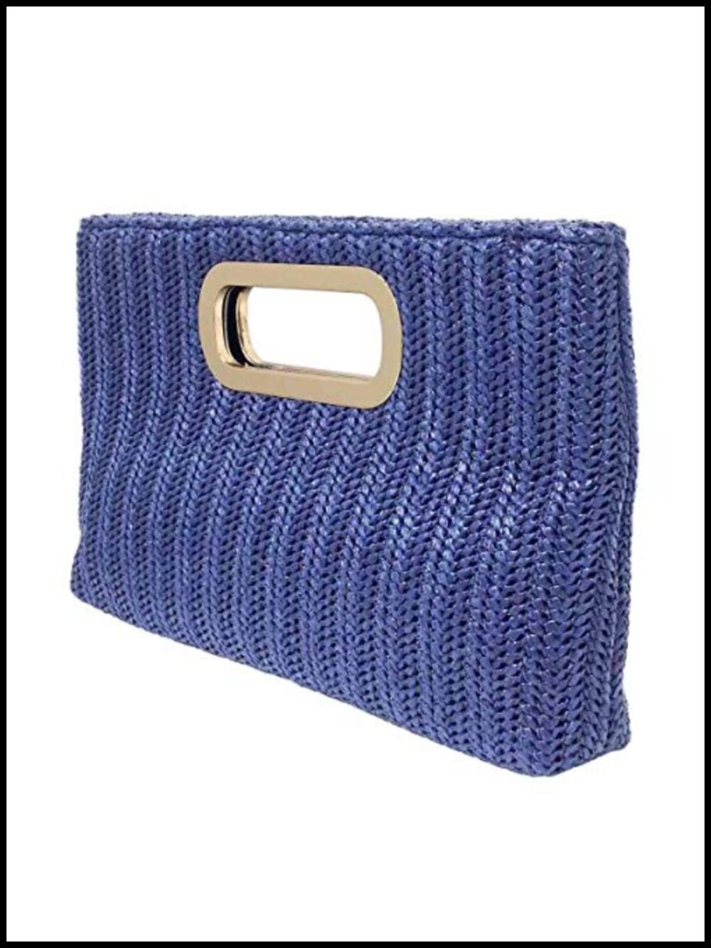Top Handle Straw Clutch with Detachable Chain Crossbody - Picture 5 of 6
